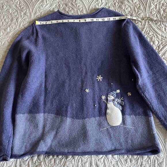 CROFF & BARROW Women's Vintage Purple Christmas Sweater with Buttons size PL - Picture 9 of 10